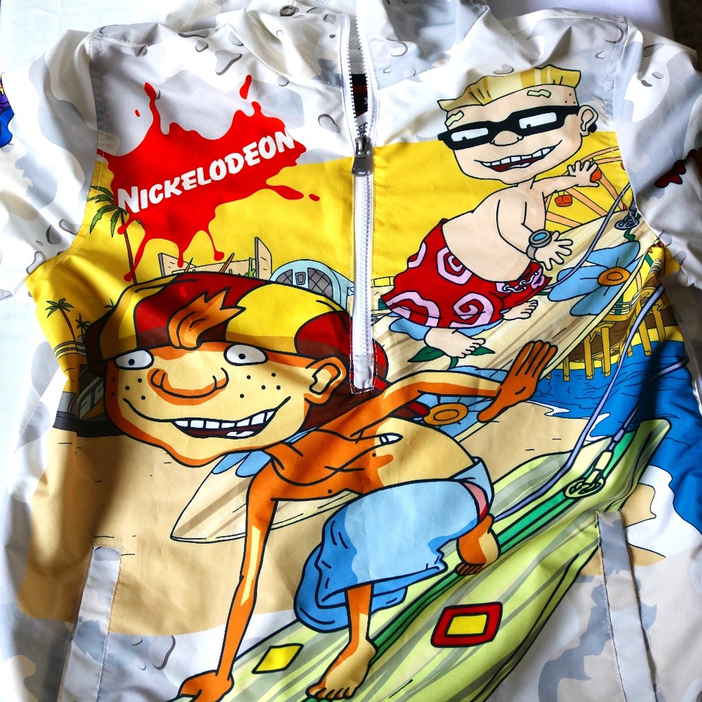 Nickelodeon x Members Only Rocket Power Windbreaker Jacket 1/4 Zip Mens Small
